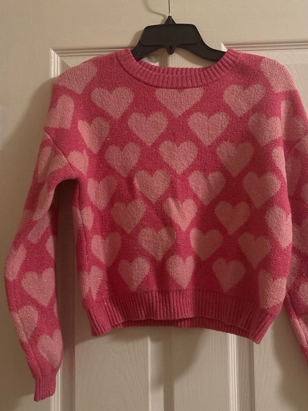 Old Navy Pink Heart Crewneck Sweater
